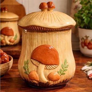 Arnel’s Vintage Mushroom Canister Ceramic 11” Cottagecore Kitchen Decor